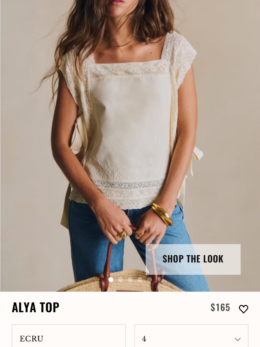 ISO!!!! Sezane Ecru Alya Lace-Trim Square-Neck Top